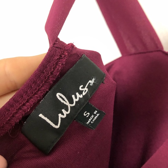 Lulus Chiffon Mini Skater Dress Burgundy Size Small Cocktail Fit & Flare - Picture 8 of 8